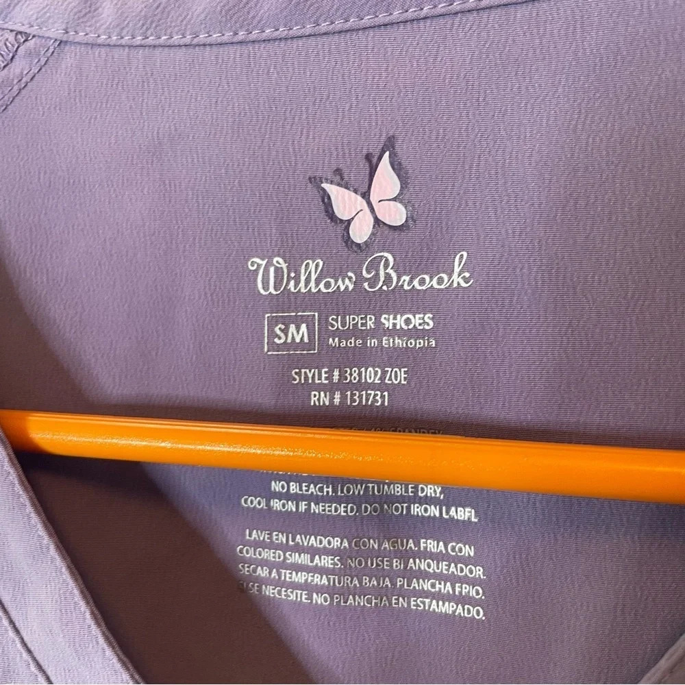 Willowbrook purple 2 pocket short sleeve scrub top women’s size small - Picture 4 of 10
